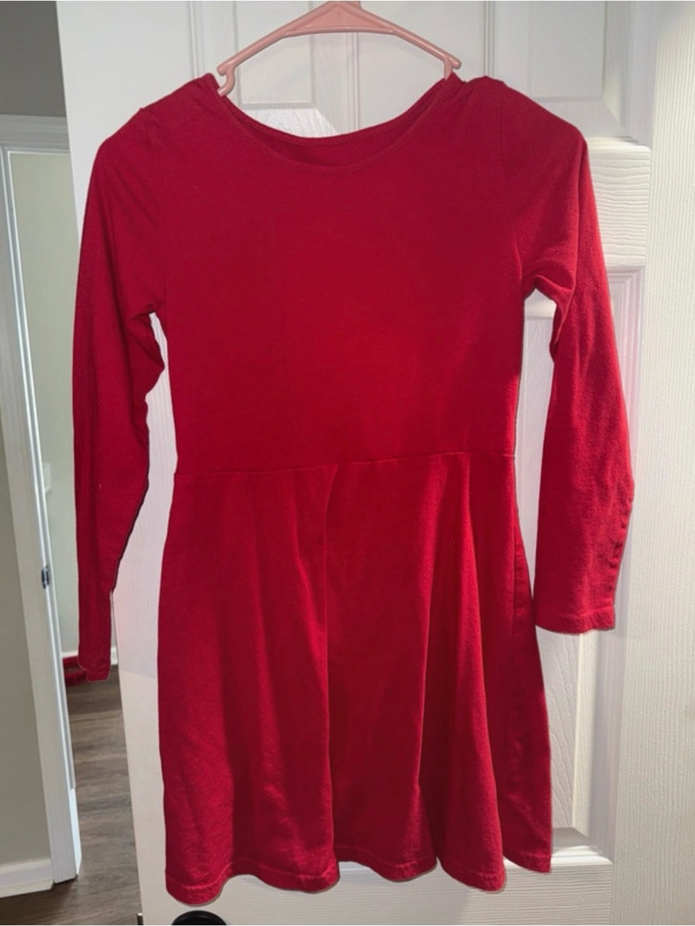Place Girls' Red Long-Sleeve Knit Skater Dress